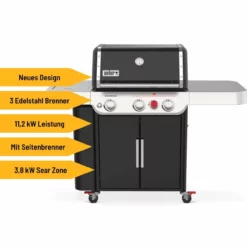 Weber Genesis E-335 Gasgrill Schwarz, 3 Brenner Mit Sear Zone