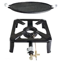 Paella World Hockerkocher-Set (groß) Mit Light Gussgrillplatte